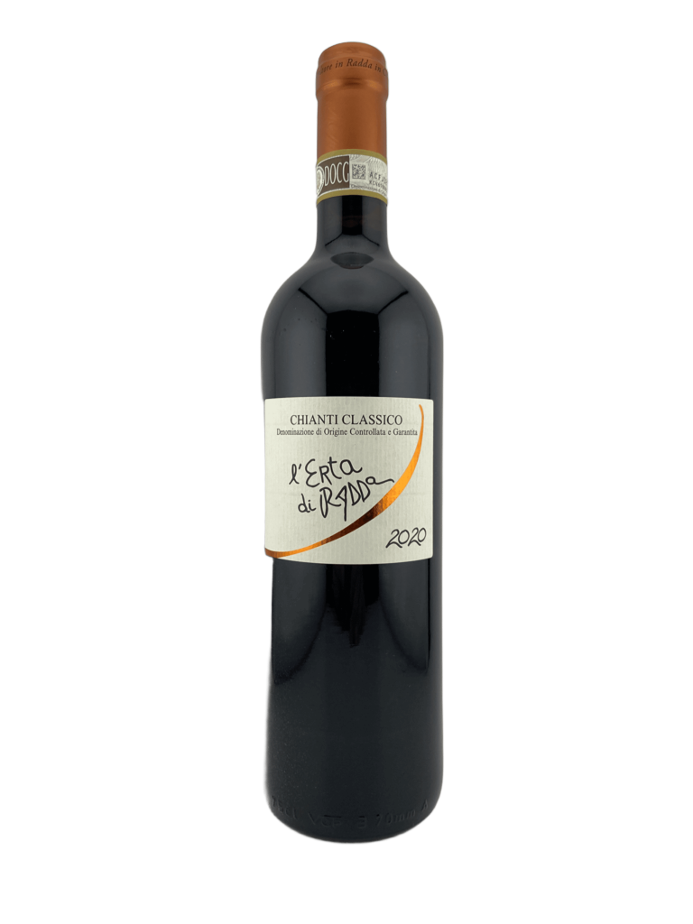 Bouteille de Chianti Classico 2020 du Domaine Erta di Radda, vin rouge toscan DOCG aux arômes de fruits rouges et d’épices.